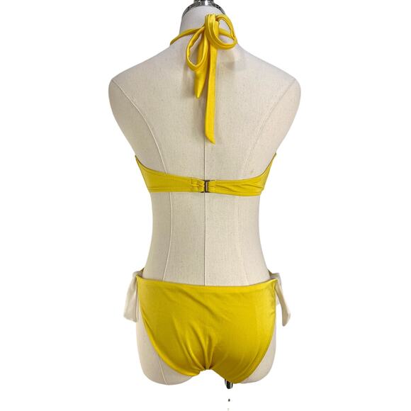 Milly Bikini Tie Knit Detail Yellow Halter - Picture 4 of 6